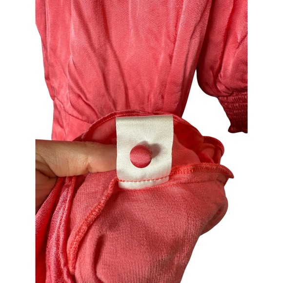 Saylor Zulu Pink Gathered Puff Sleeve Mini Dress Women's Size L Party Cocktail - Picture 8 of 10